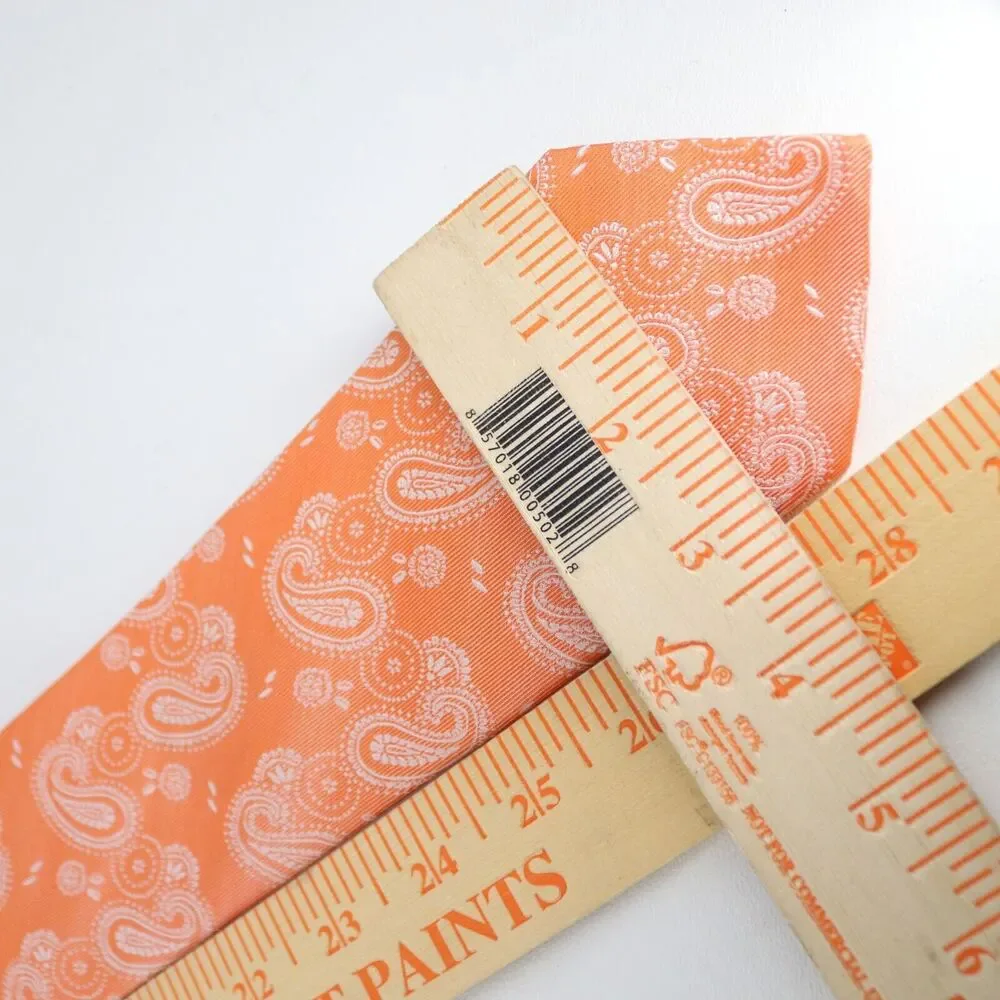 Izod Silk Neck Tie Men 58 in Silk Orange Peach Cream Paisley Floral Necktie Wide